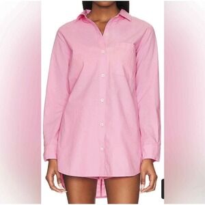 L*Space Skipper Top Button Down Shirt Large Guava Pink 100% Cotton NWT